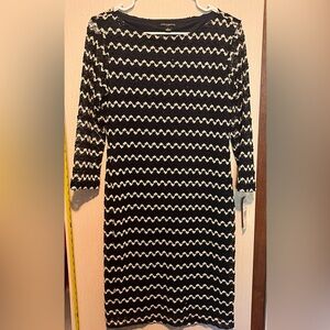 Sharagano Black and White Long Sleeve Dress